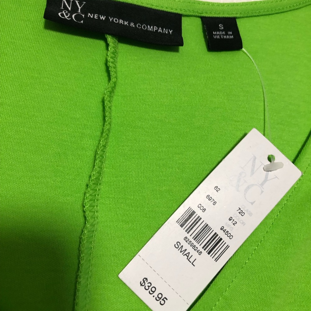 NEW YORK & COMPANY N.W.T.Size Small Bright Green Mid Length Sleeveless Twist Bow - Picture 5 of 9